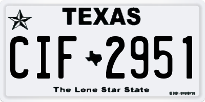 TX license plate CIF2951