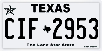 TX license plate CIF2953