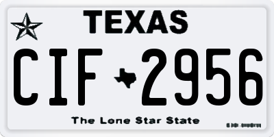 TX license plate CIF2956