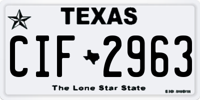 TX license plate CIF2963
