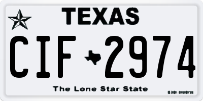 TX license plate CIF2974