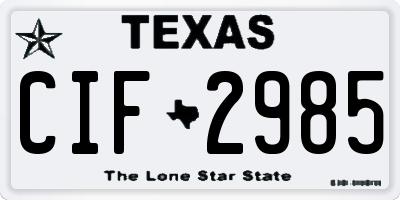TX license plate CIF2985