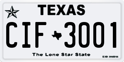 TX license plate CIF3001