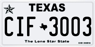 TX license plate CIF3003