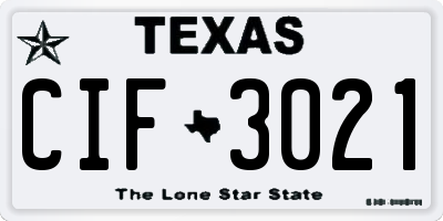 TX license plate CIF3021