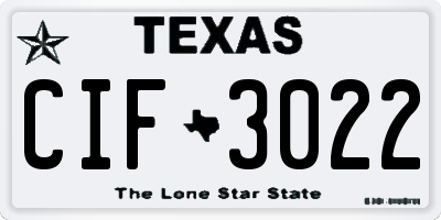 TX license plate CIF3022