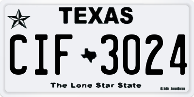TX license plate CIF3024