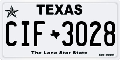 TX license plate CIF3028
