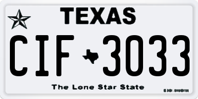 TX license plate CIF3033