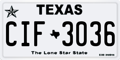 TX license plate CIF3036
