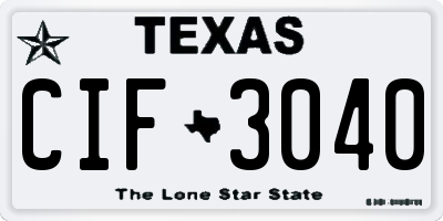 TX license plate CIF3040
