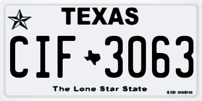 TX license plate CIF3063