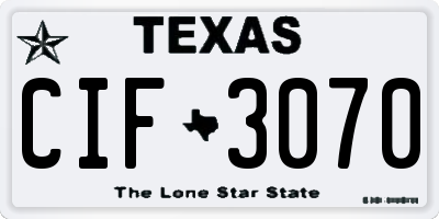 TX license plate CIF3070