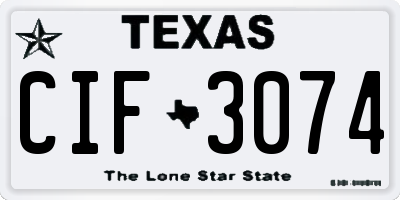 TX license plate CIF3074