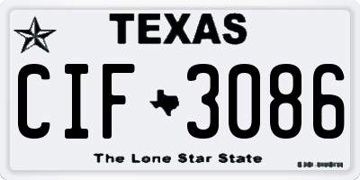 TX license plate CIF3086