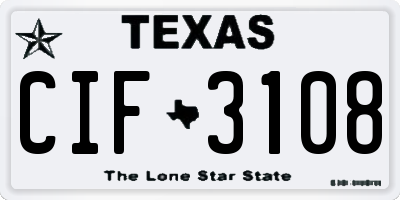 TX license plate CIF3108