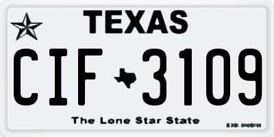 TX license plate CIF3109