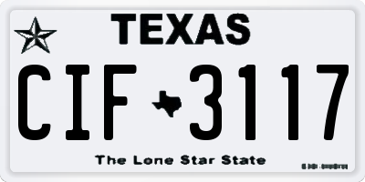 TX license plate CIF3117
