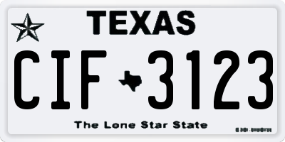TX license plate CIF3123