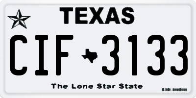 TX license plate CIF3133