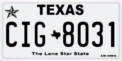 TX license plate CIG8031