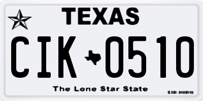 TX license plate CIK0510