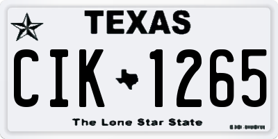 TX license plate CIK1265