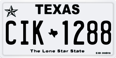 TX license plate CIK1288