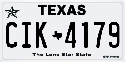 TX license plate CIK4179