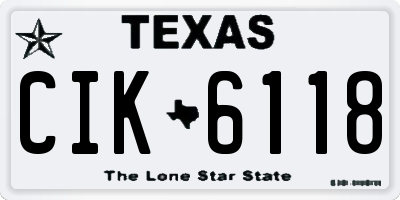TX license plate CIK6118