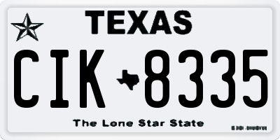 TX license plate CIK8335