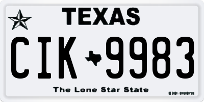 TX license plate CIK9983