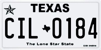 TX license plate CIL0184