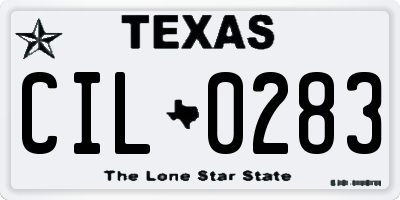 TX license plate CIL0283