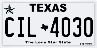 TX license plate CIL4030