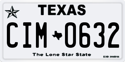 TX license plate CIM0632