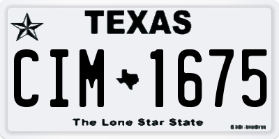 TX license plate CIM1675