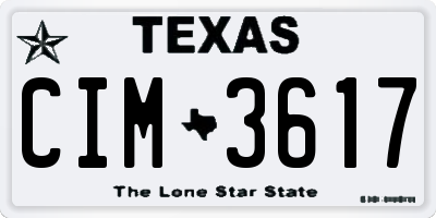 TX license plate CIM3617