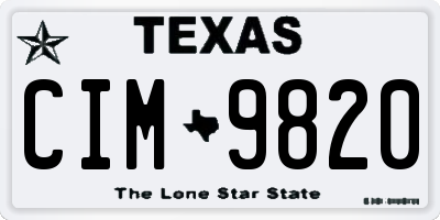 TX license plate CIM9820