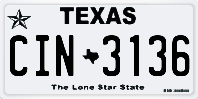 TX license plate CIN3136
