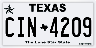 TX license plate CIN4209