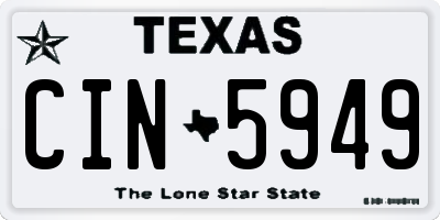 TX license plate CIN5949