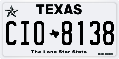 TX license plate CIO8138