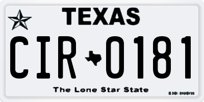 TX license plate CIR0181