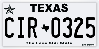 TX license plate CIR0325
