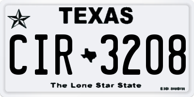TX license plate CIR3208