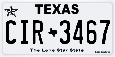 TX license plate CIR3467
