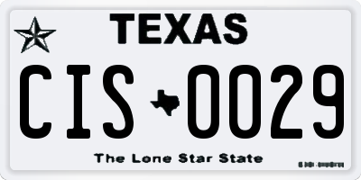 TX license plate CIS0029