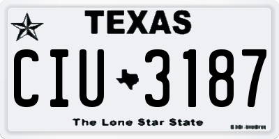 TX license plate CIU3187