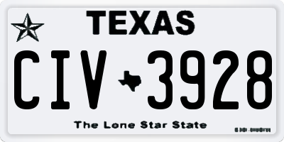 TX license plate CIV3928